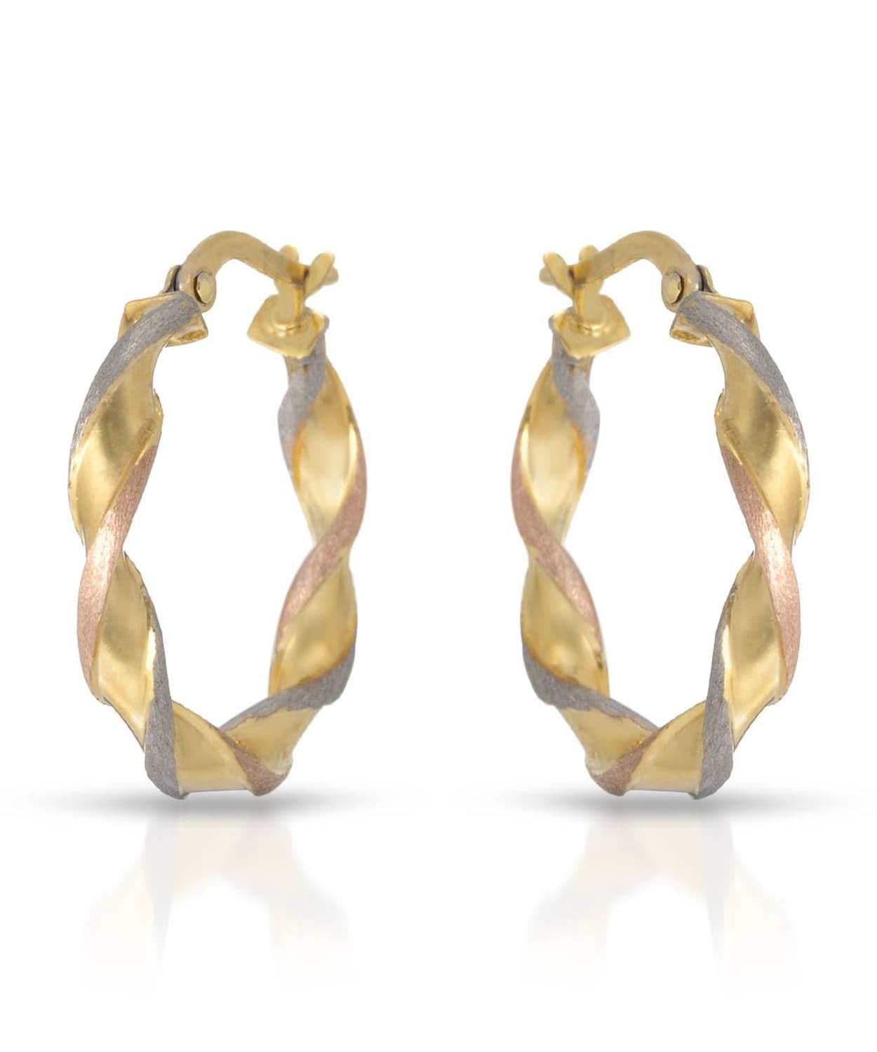 Esemco 10k Tri-Tone Gold Twist Hoop Earrings View 1