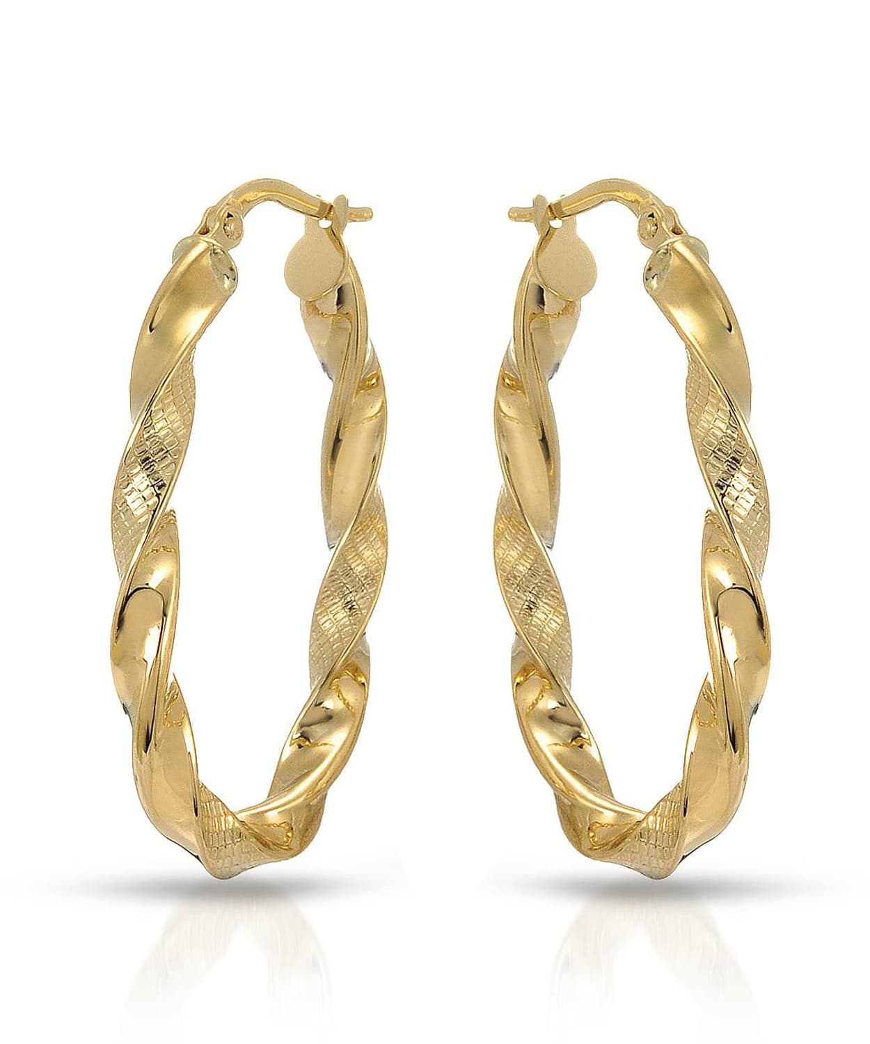14k Yellow Gold Twist Hoop Earrings View 1