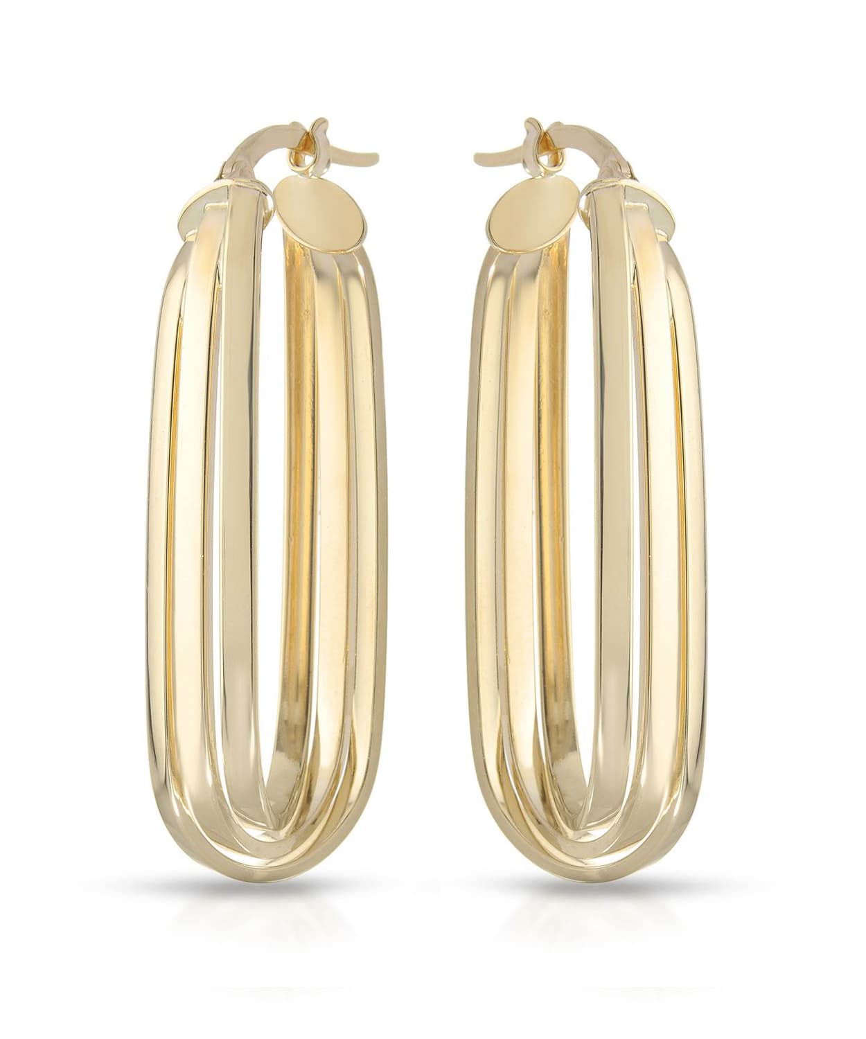 14k Yellow Gold Contemporary Hoop Earrings View 1