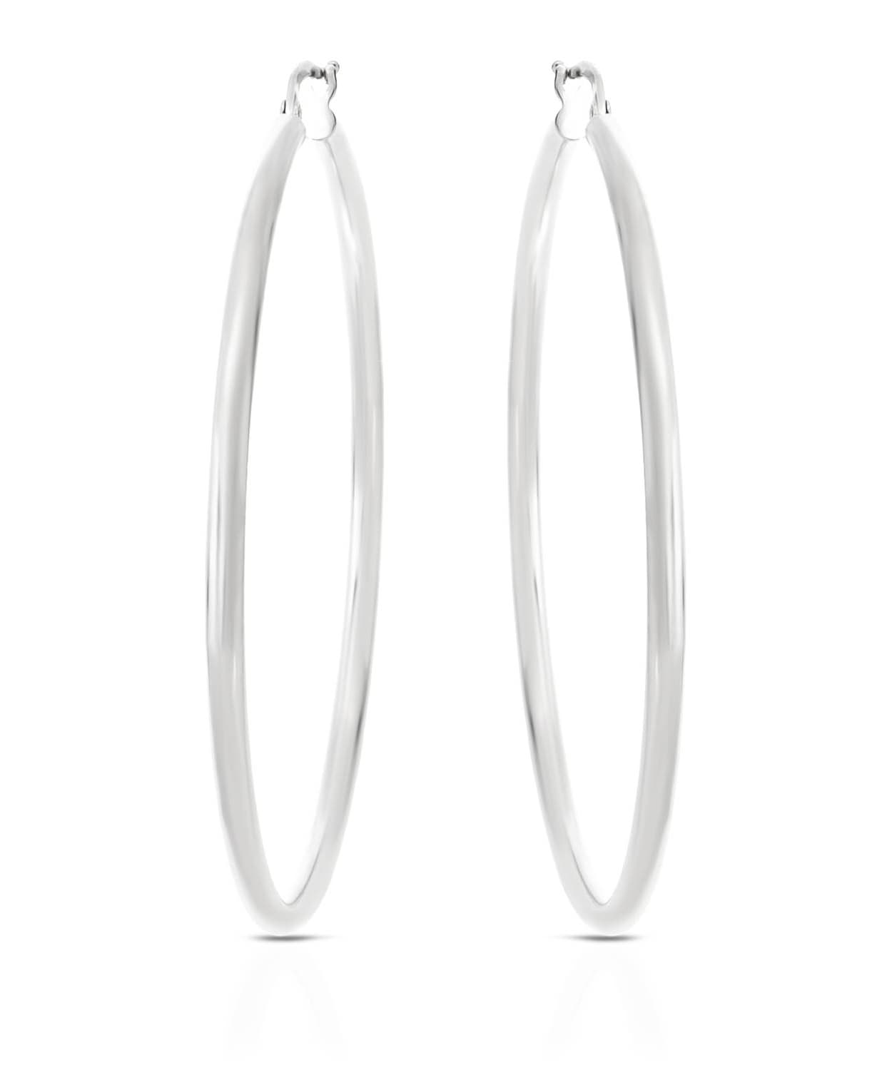 55mm Large 14k White Gold Classic Hoop Earrings View 1