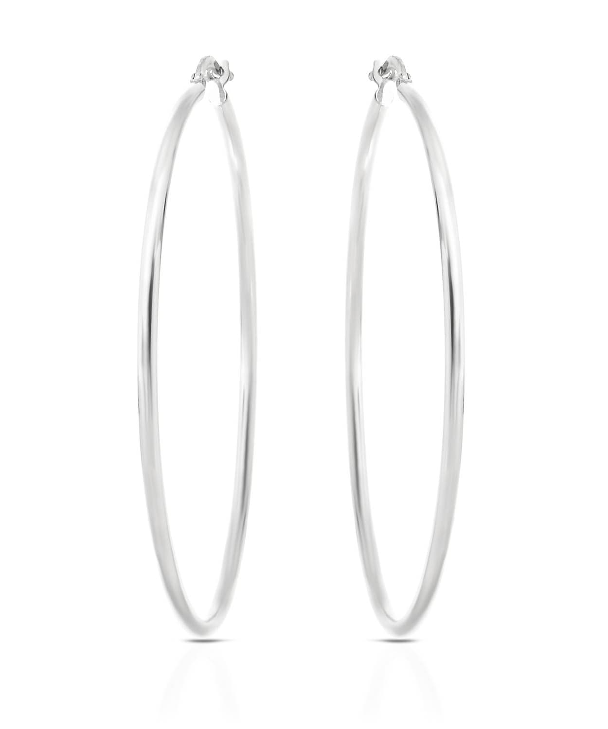 55mm Large 14k White Gold Thin Hoop Earrings View 1
