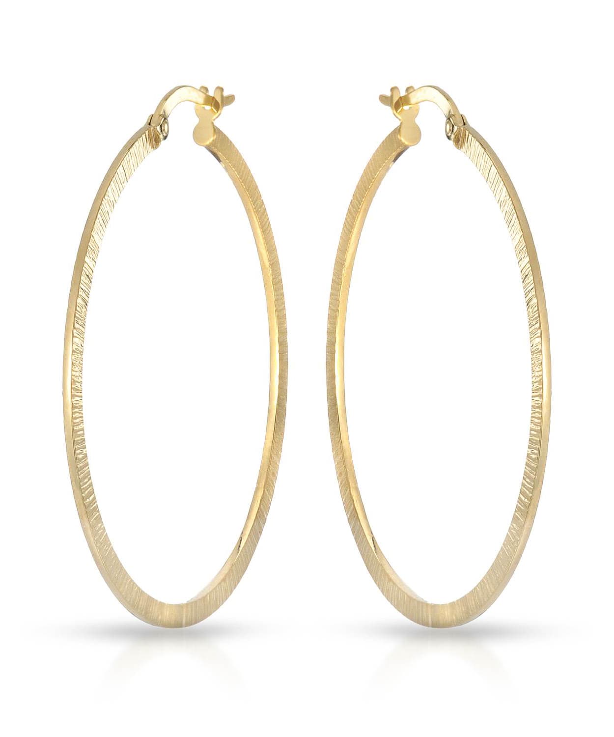 14k Yellow Gold Diamond Cut Hoop Earrings View 1