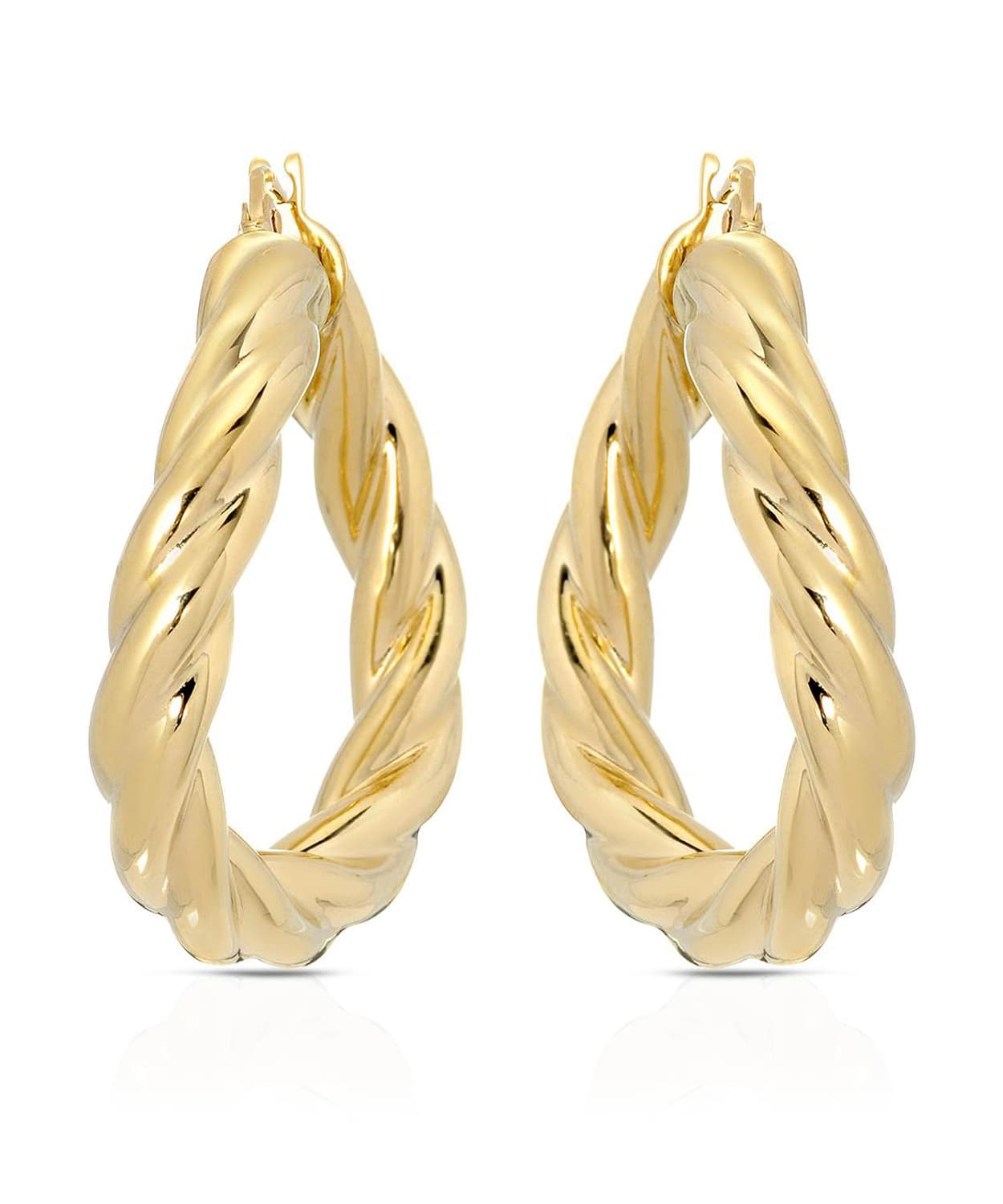 Esemco 14k Yellow Gold Twist Hoop Earrings View 1