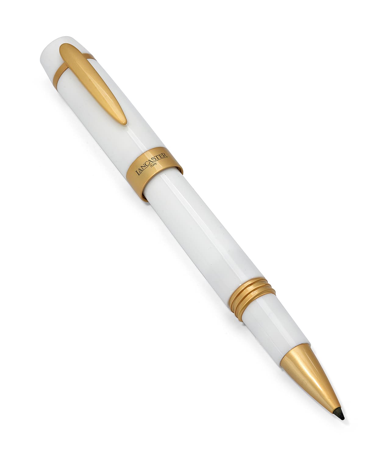 Lancaster Italia White and Gold Rollerball Pen View 1