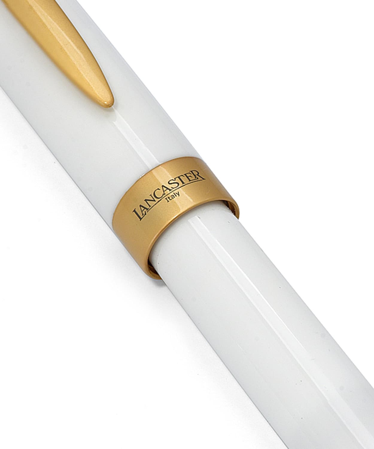 Lancaster Italia White and Gold Rollerball Pen View 3