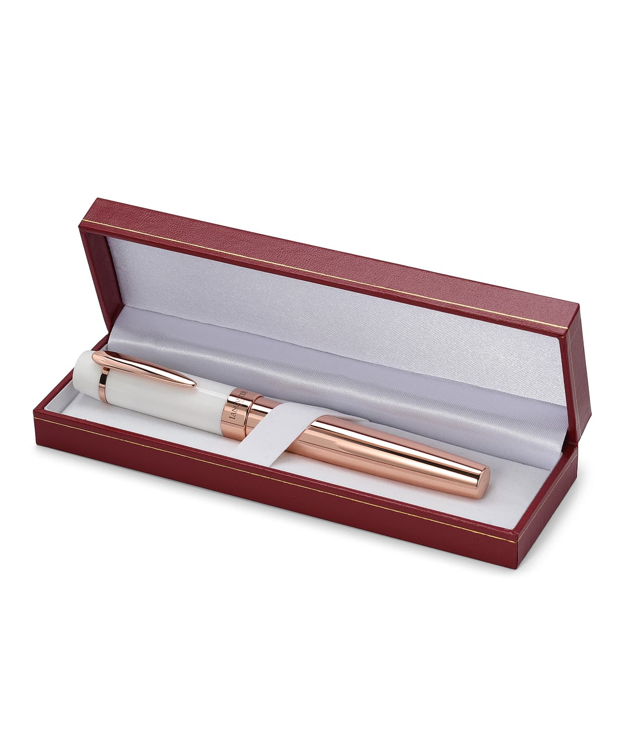 Lancaster Italia Rose Gold and White Rollerball Pen View 2