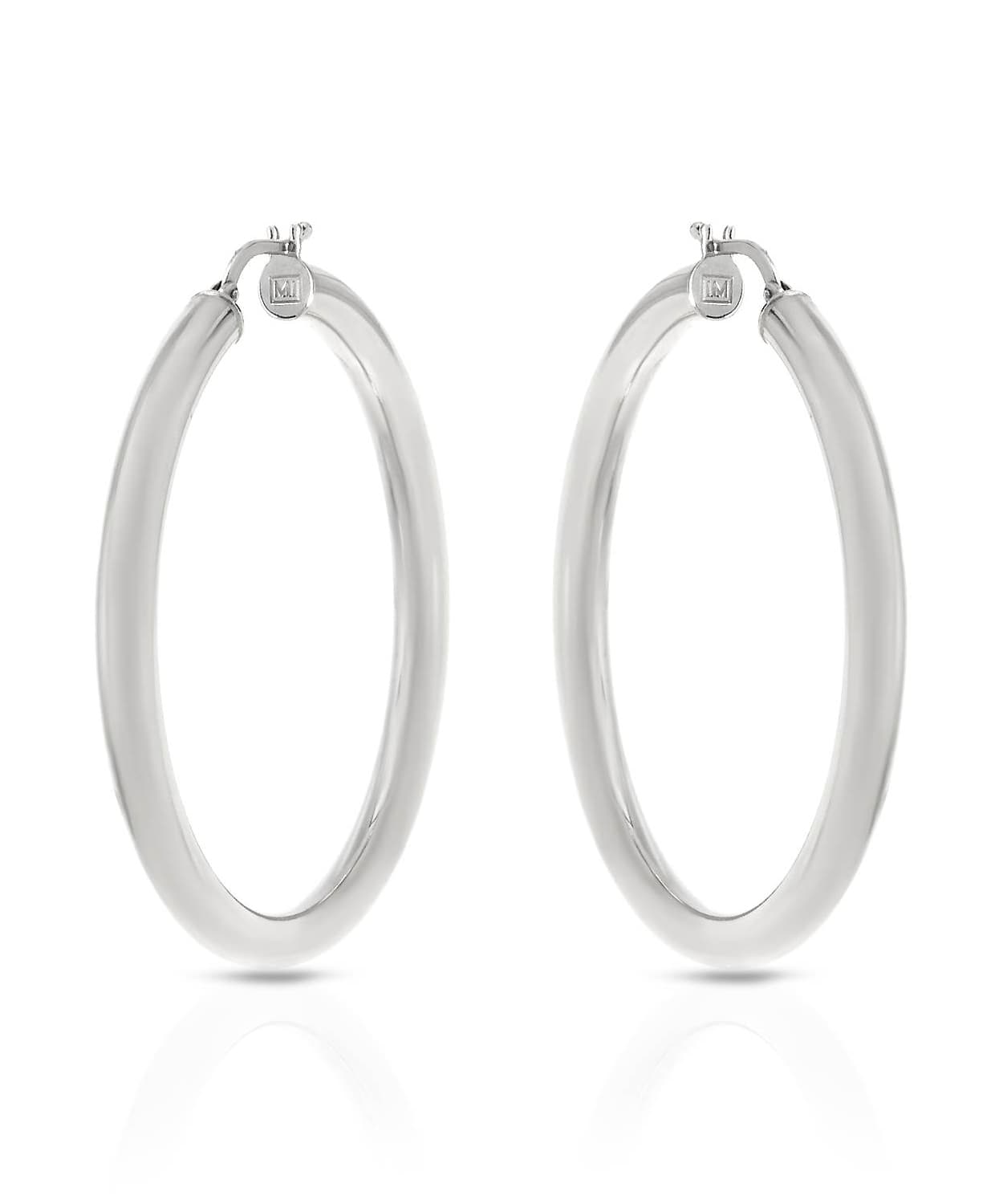 46mm Large 14k White Gold Classic Hoop Earrings View 1