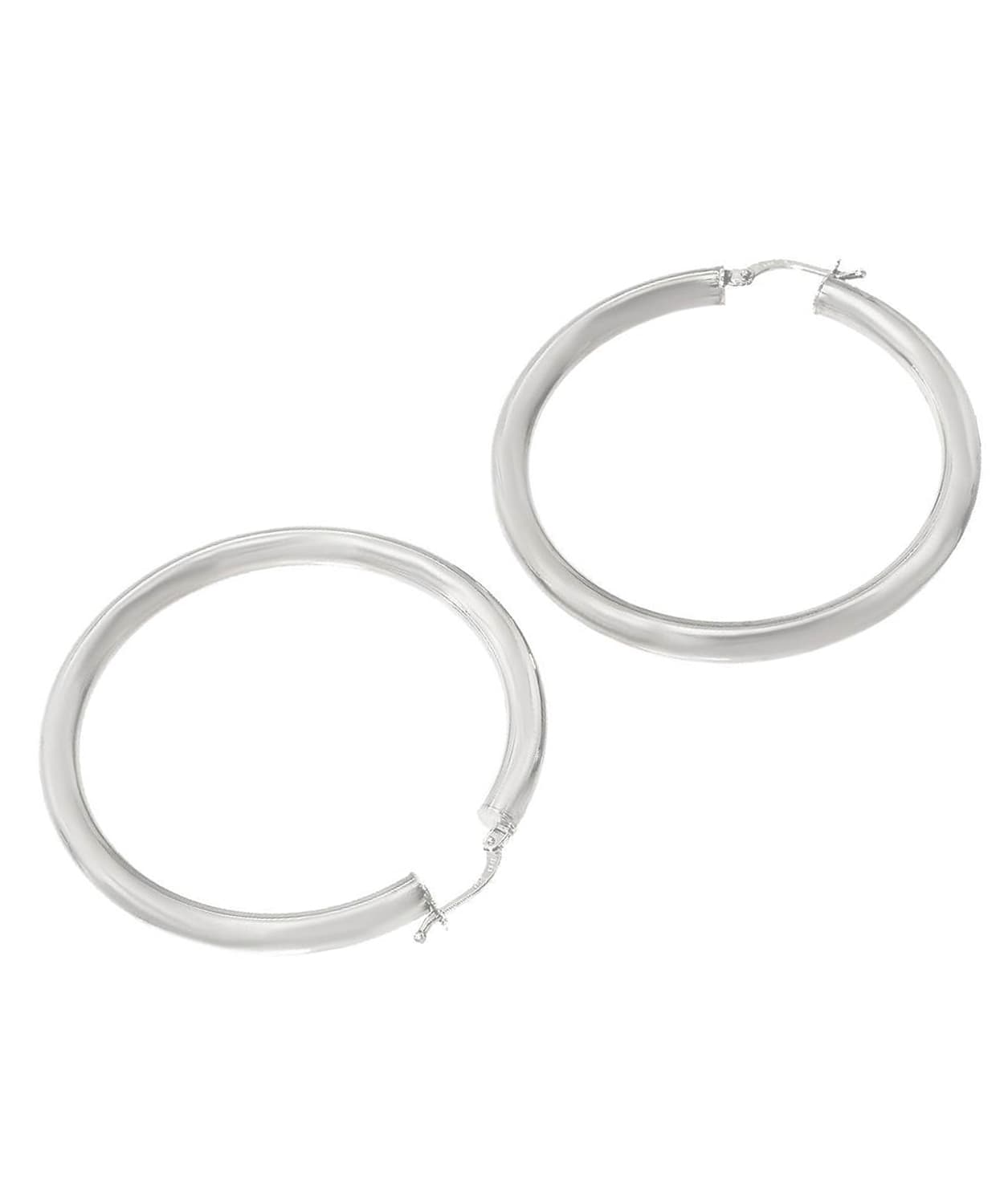 46mm Large 14k White Gold Classic Hoop Earrings View 2