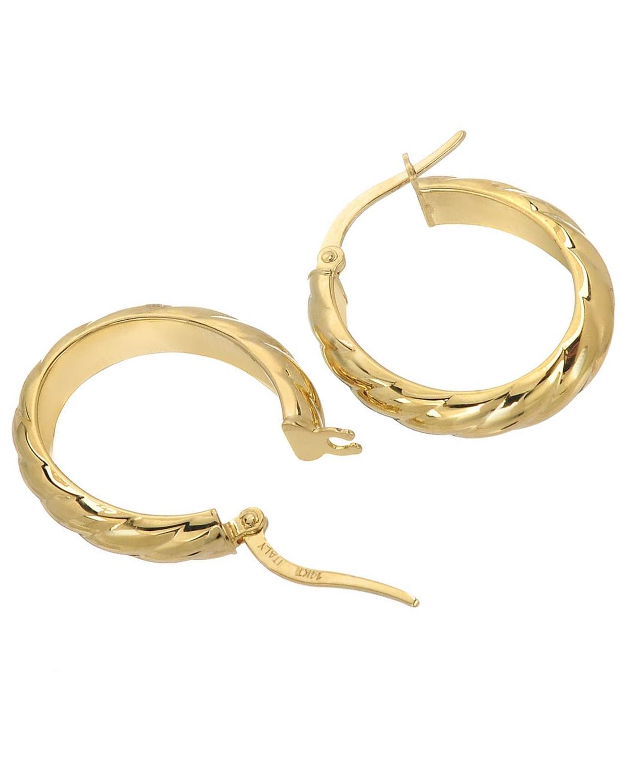 14k Yellow Gold Elegant Hoop Earrings View 2