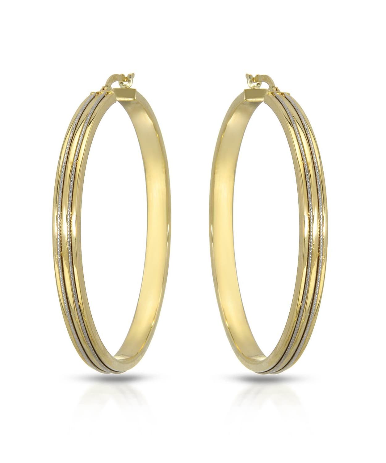 14k Two-Tone Gold Two-Row Hoop Earrings View 1