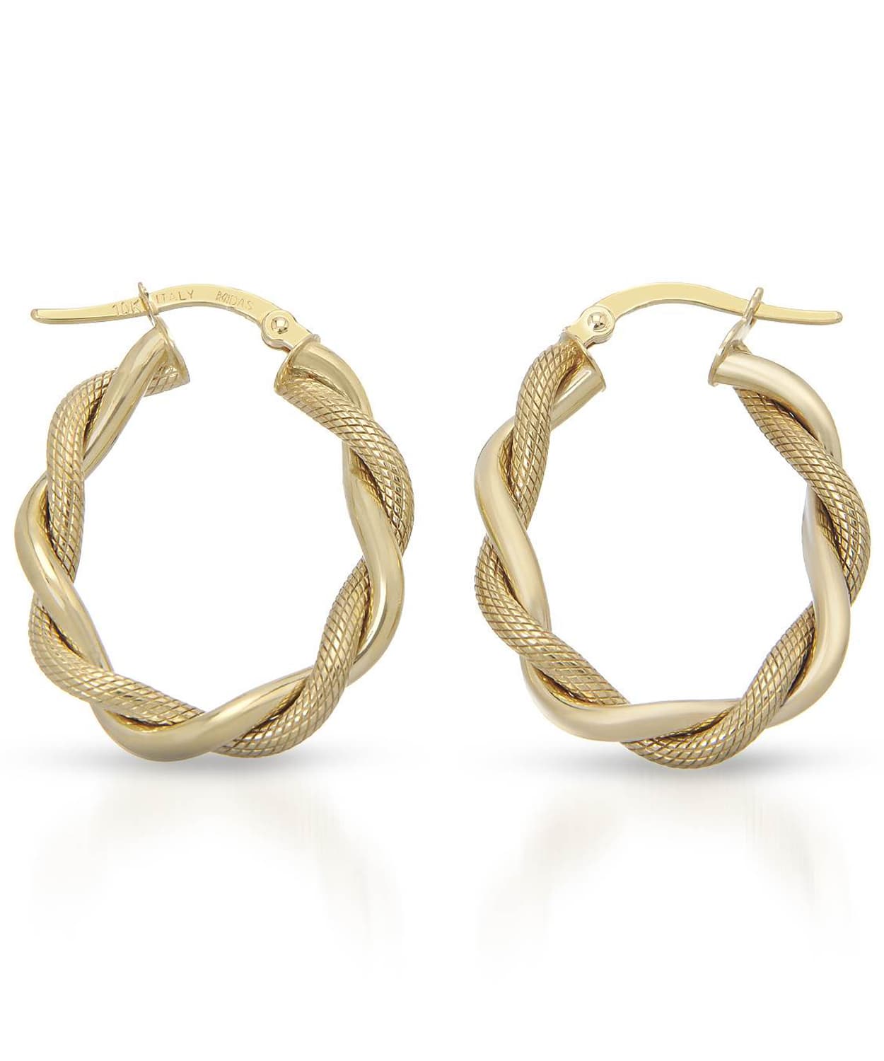 10k Yellow Gold Intertwined Hoop Earrings View 1
