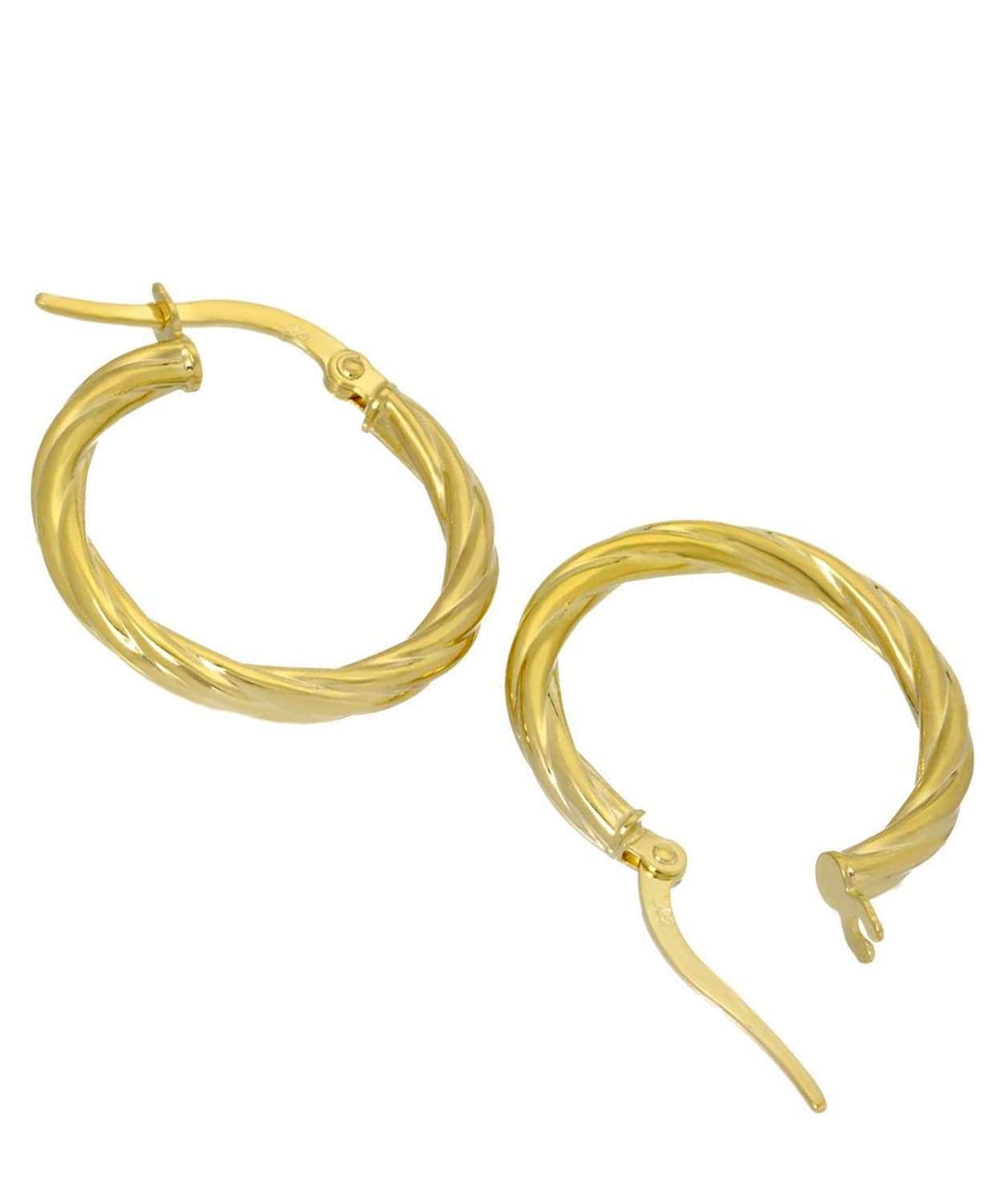 14k Yellow Gold Twist Hoop Earrings View 2