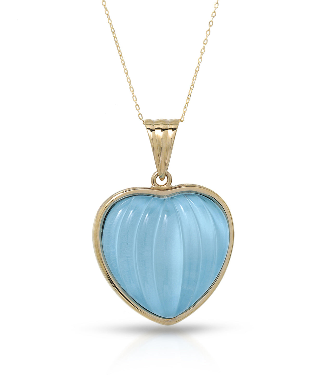 3.00 ctw Natural Sky Blue Turquoise 14k Gold Electoform Heart Pendant With Chain View 1