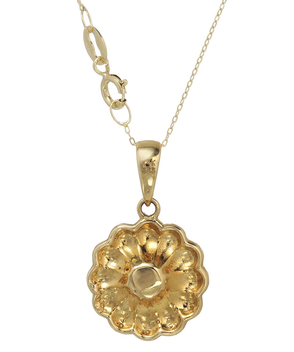 0.27 ctw Fancy Multicolor Diamonds and White Diamonds 14k Gold Flower Pendant With Chain View 2