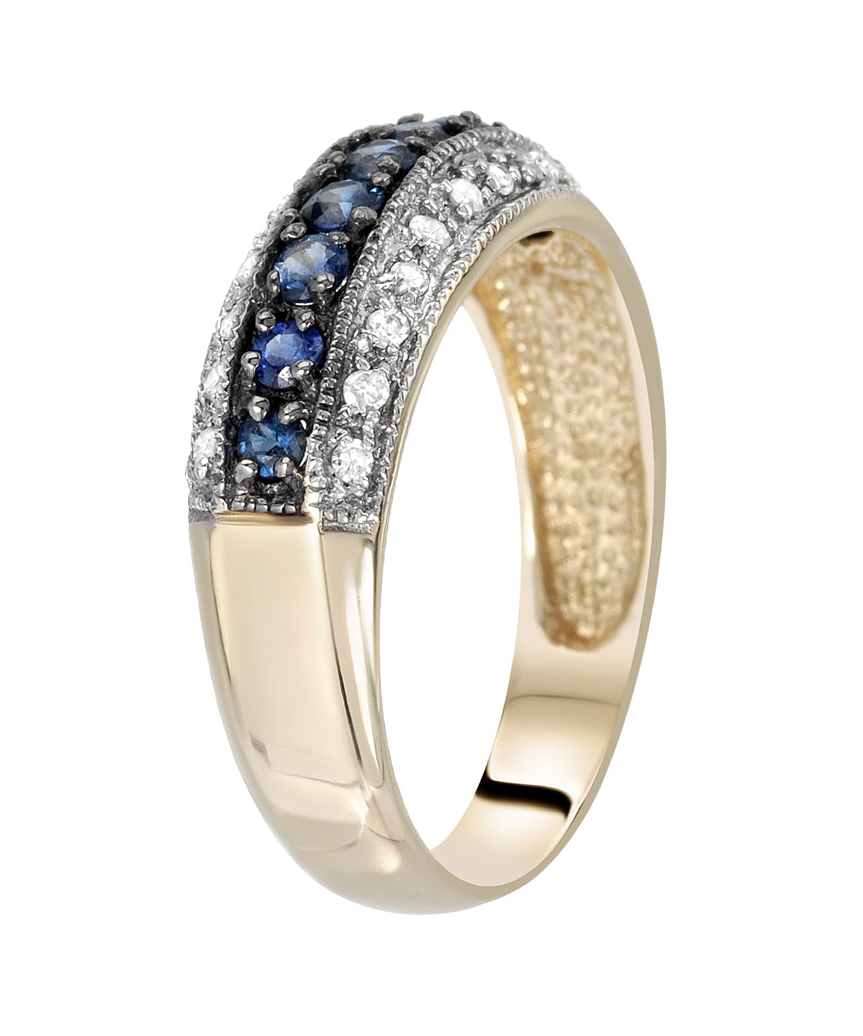 0.52 ctw Natural Blue Sapphire and Diamond 14k Gold Band View 2