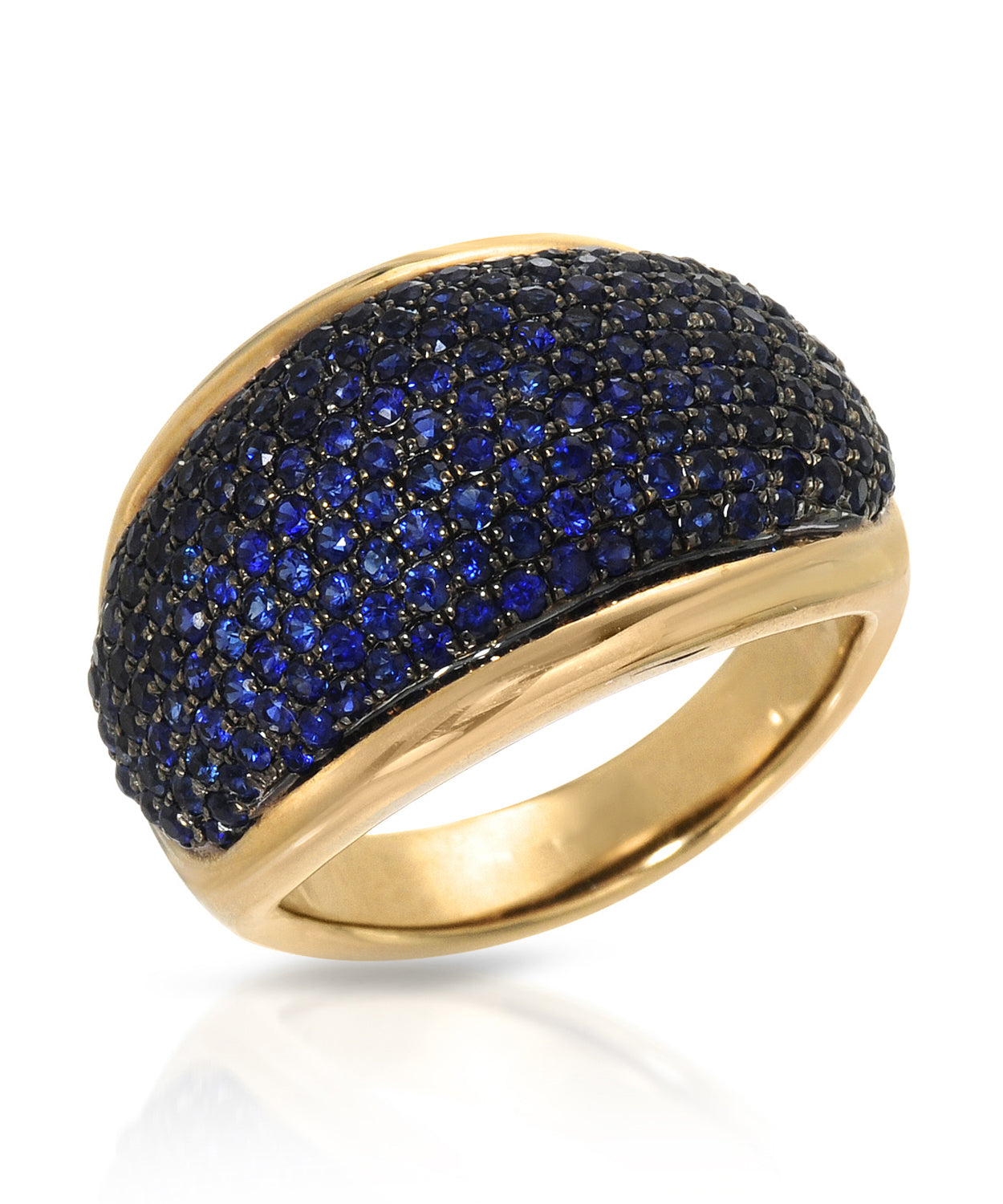 2.14 ctw Natural Royal Blue Sapphire 14k Gold Electoform Pave Right Hand Ring View 1