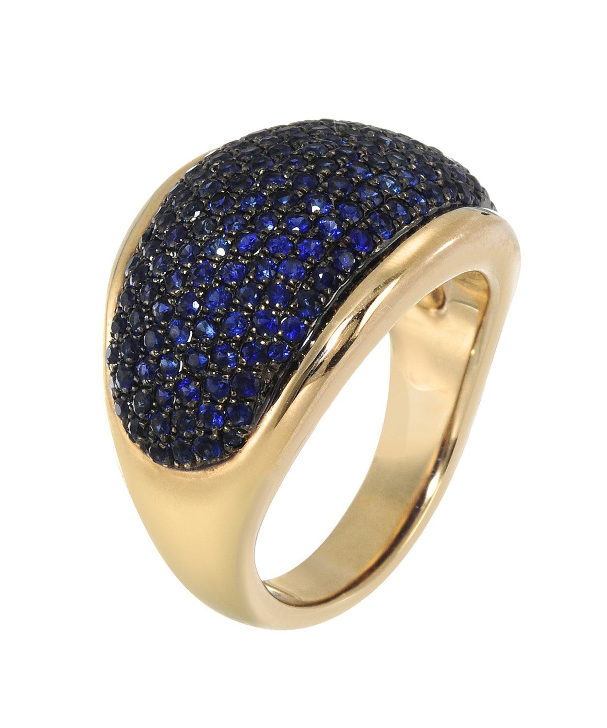 2.14 ctw Natural Royal Blue Sapphire 14k Gold Electoform Pave Right Hand Ring View 2