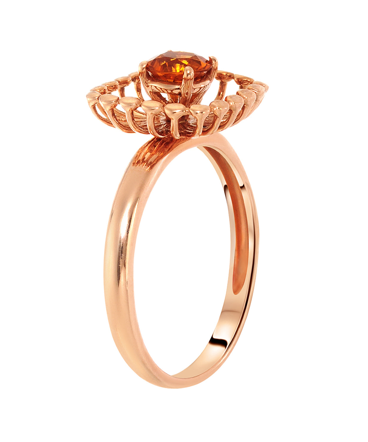 0.43 ctw Natural Honey Citrine 14k Rose Gold Square Right Hand Ring View 2