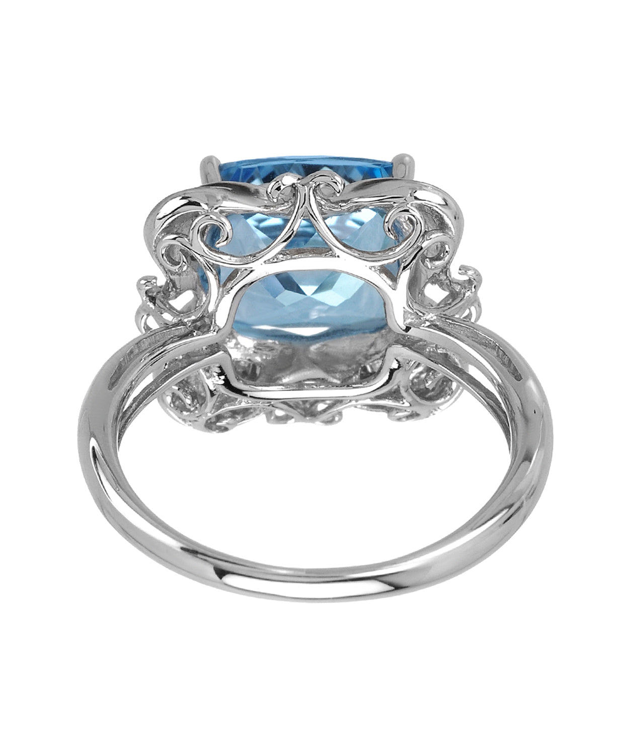 5.28 ctw Natural Sky Blue Topaz and Diamond 14k Gold Victorian Style Ring View 3