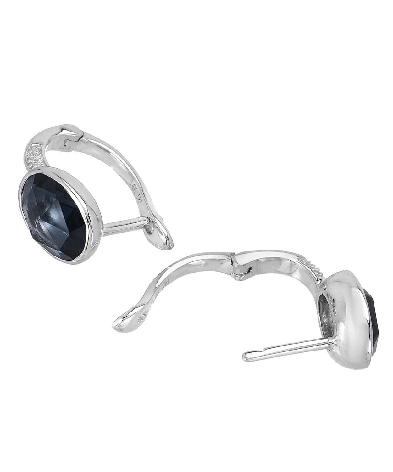 2.02 ctw Natural London Blue Topaz 14k White Gold Oval Earrings View 2