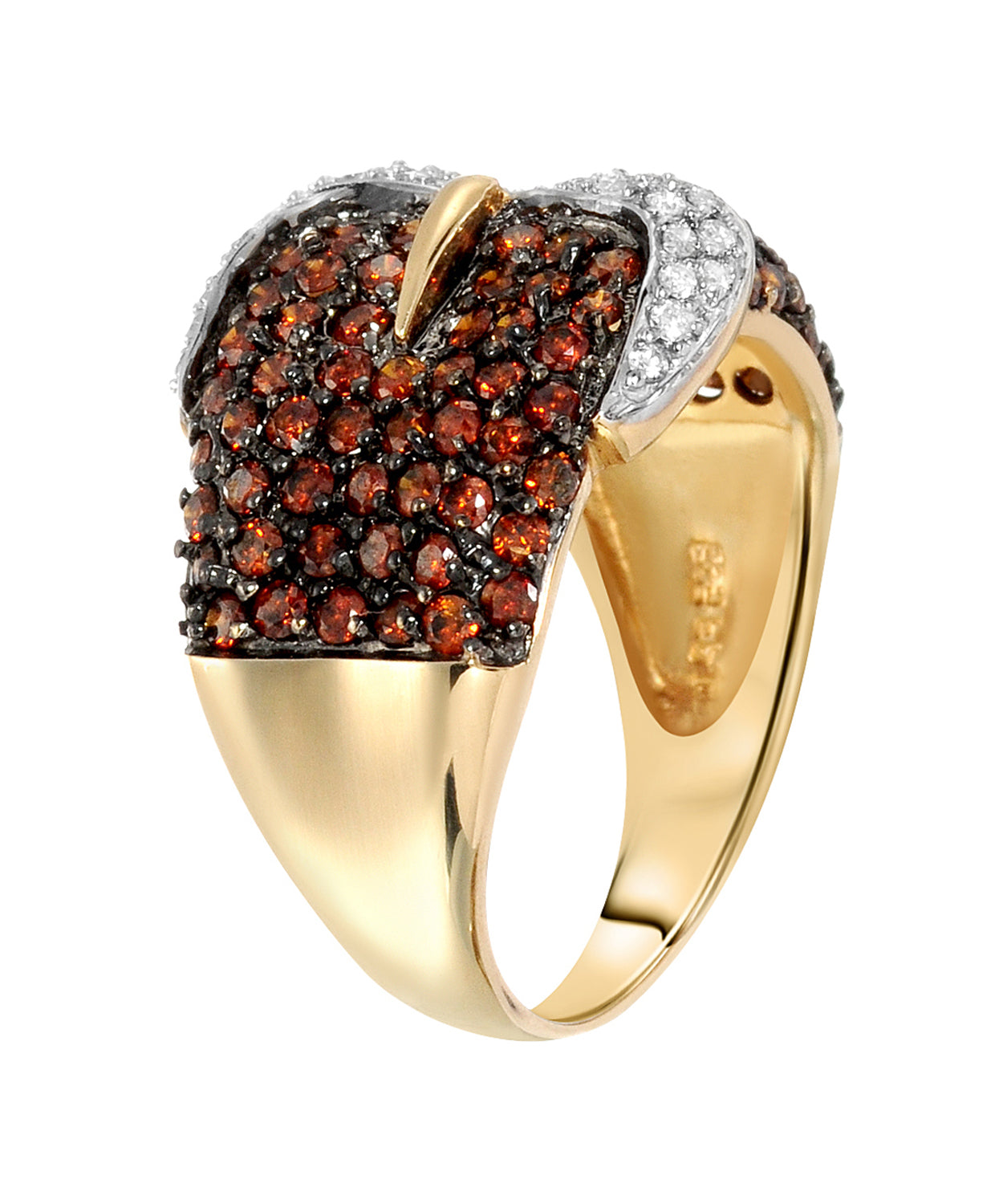 1.73 ctw Fancy Red and White Diamond 14k Gold Belt Cocktail Ring View 2