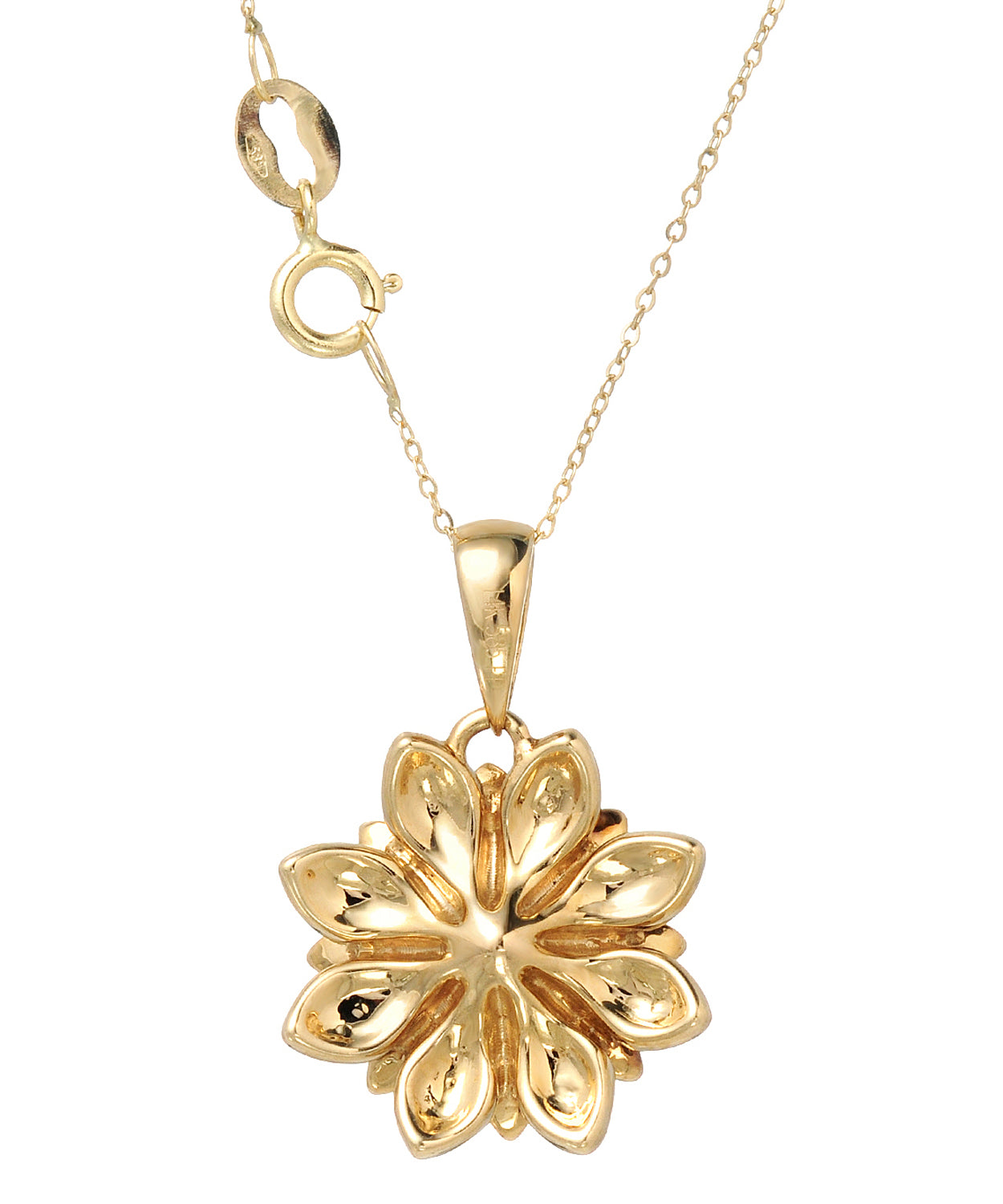 0.36 ctw Champagne and White Diamond 14k Gold Flower Pendant With Chain View 2