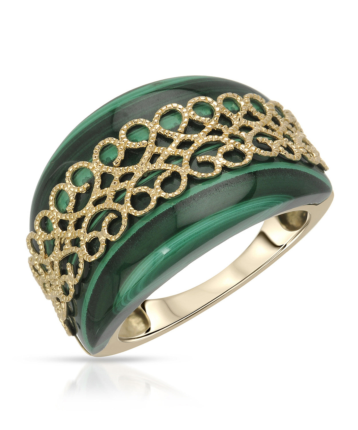 24.56 ctw Natural Green Malachite 14k Gold Electoform Right Hand Ring View 1
