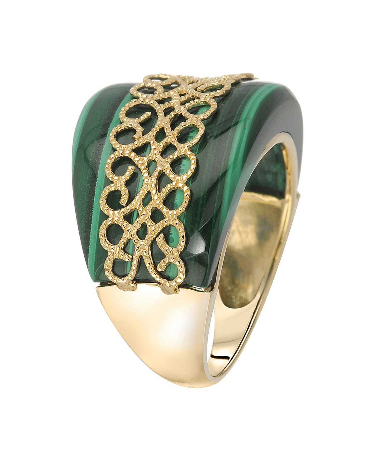 24.56 ctw Natural Green Malachite 14k Gold Electoform Right Hand Ring View 2