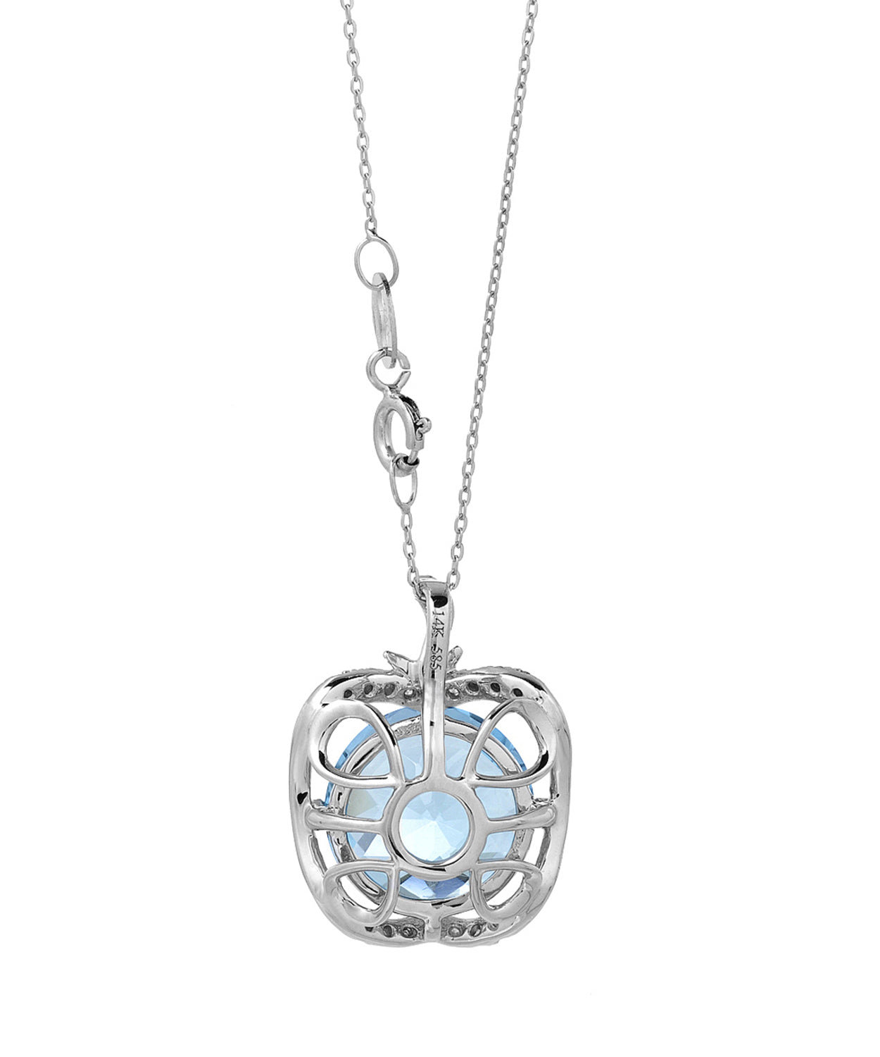 3.44 ctw Natural Sky Blue Topaz and Diamond 14k Gold Apple Pendant With Chain View 2