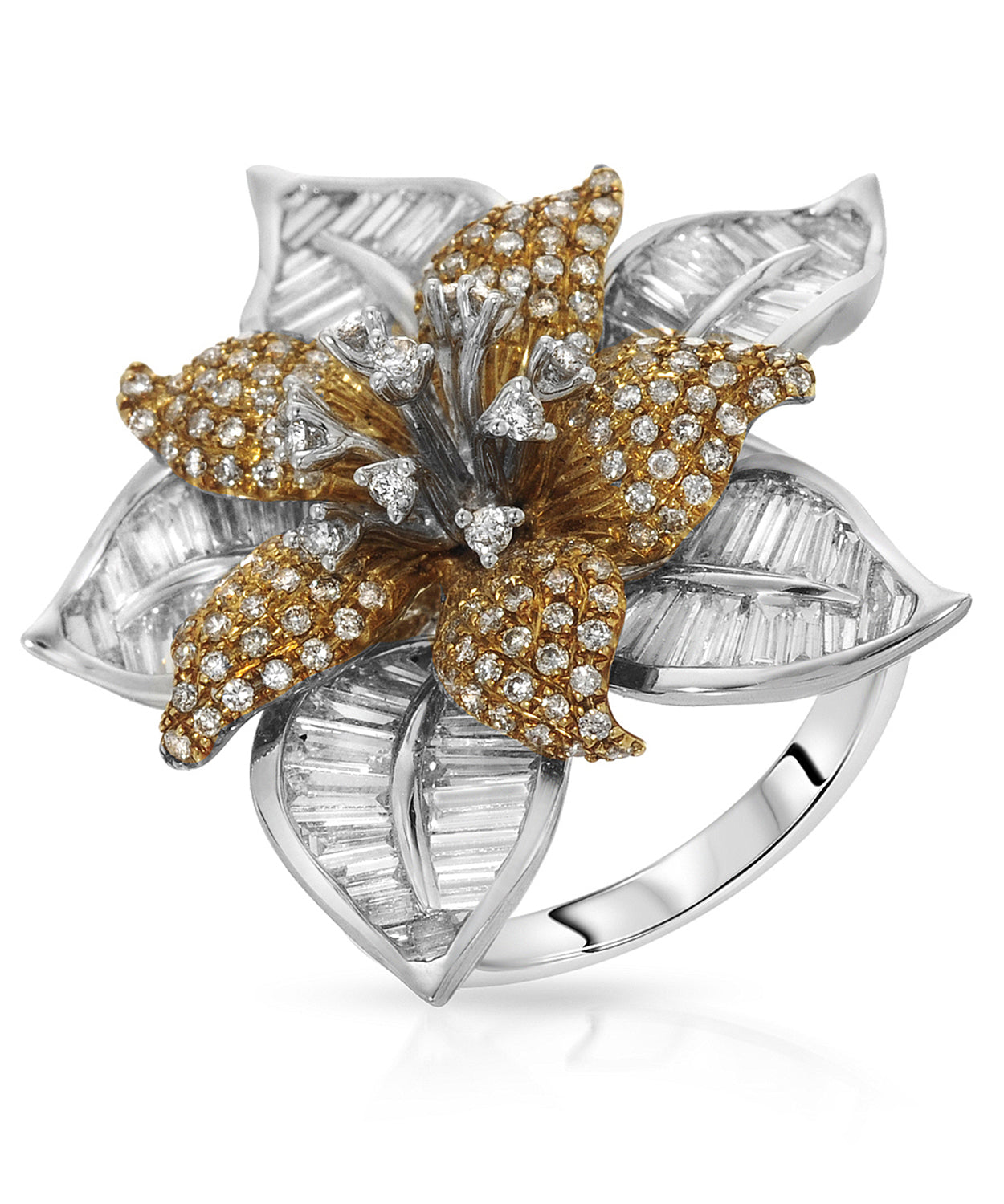 Allure Collection 3.36 ctw Superior Diamond 18k Gold Flower Cocktail Ring View 1