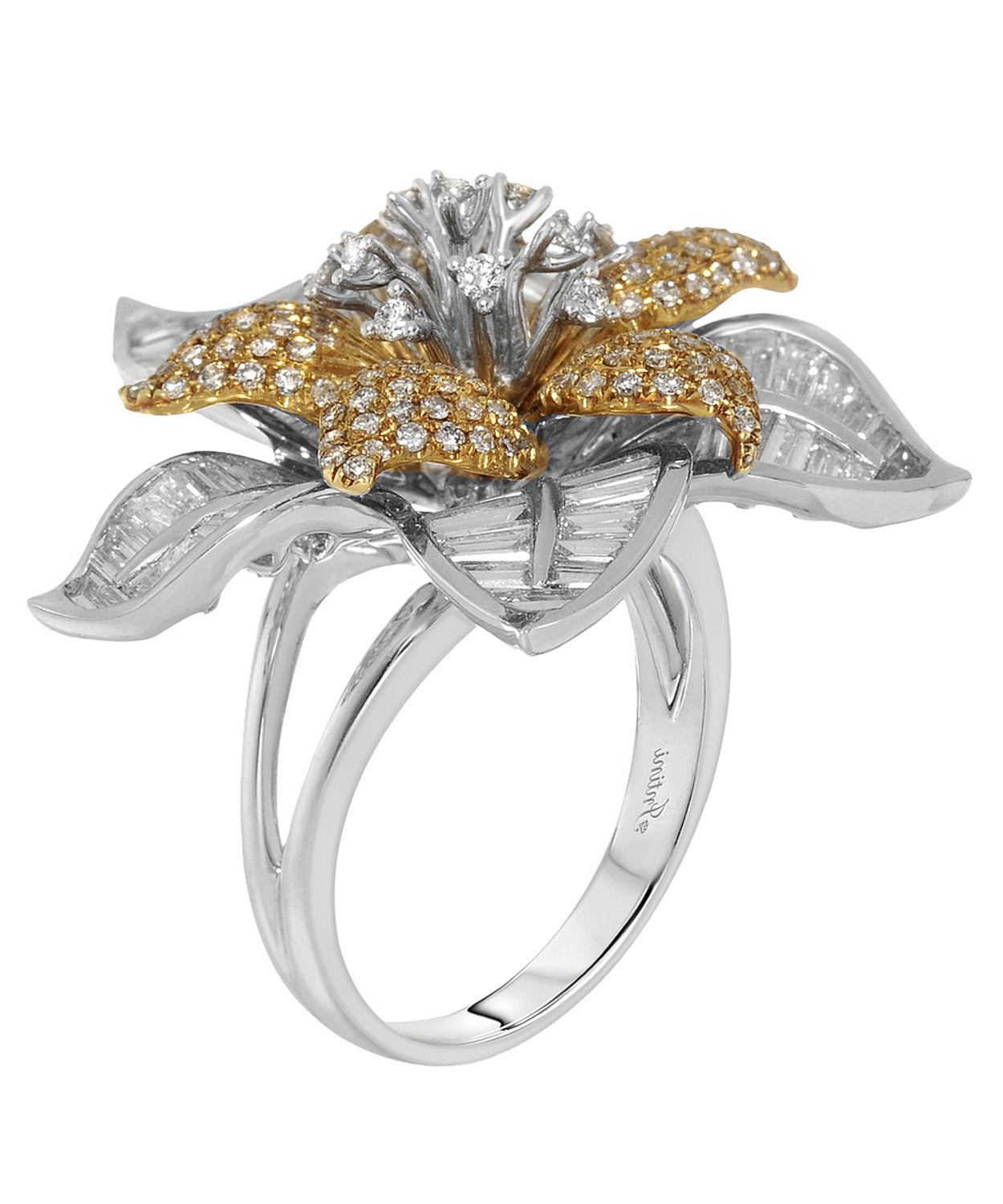 Allure Collection 3.36 ctw Superior Diamond 18k Gold Flower Cocktail Ring View 2
