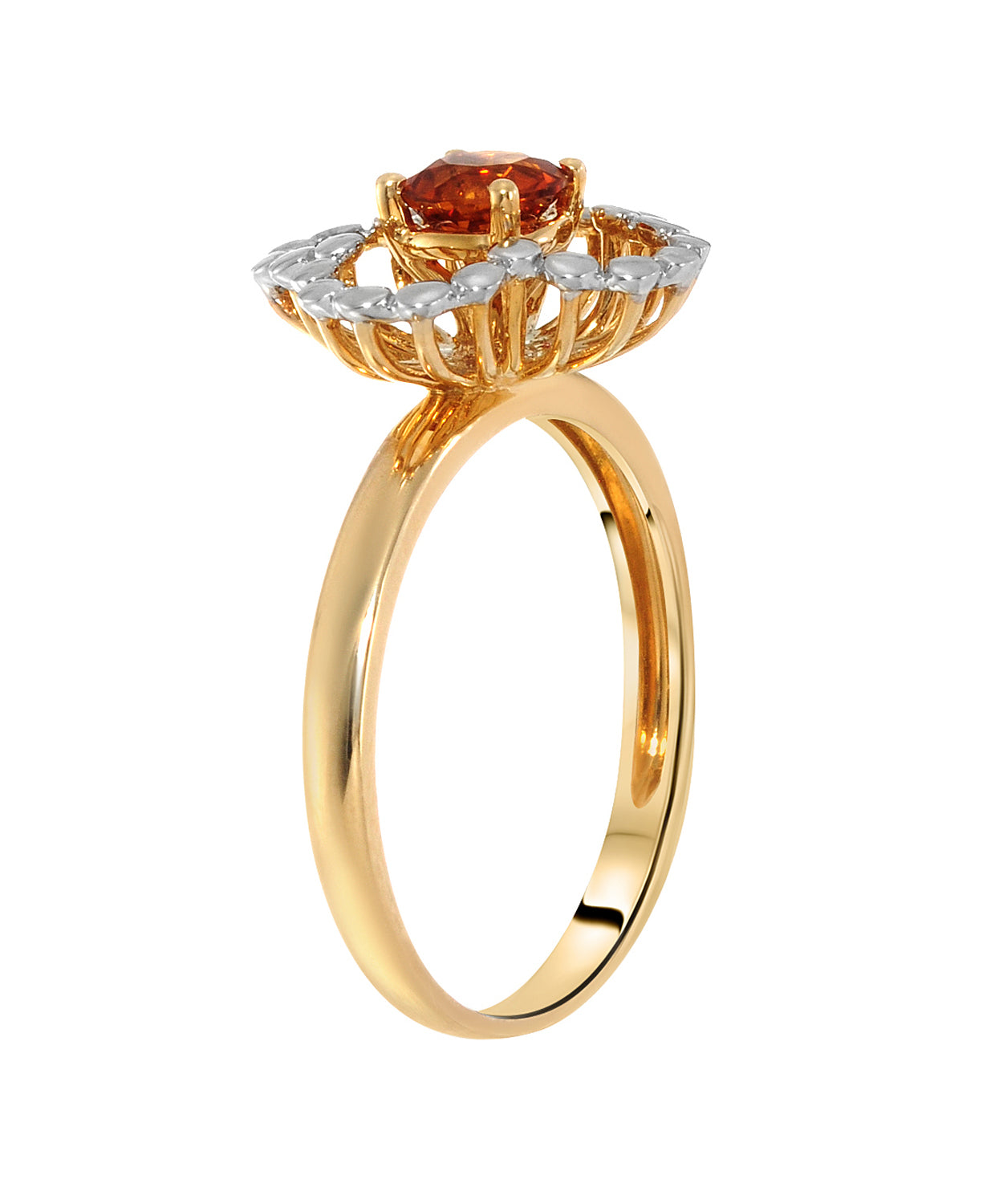 0.46 ctw Natural Madiera Citrine 14k Gold Flower Right Hand Ring View 2