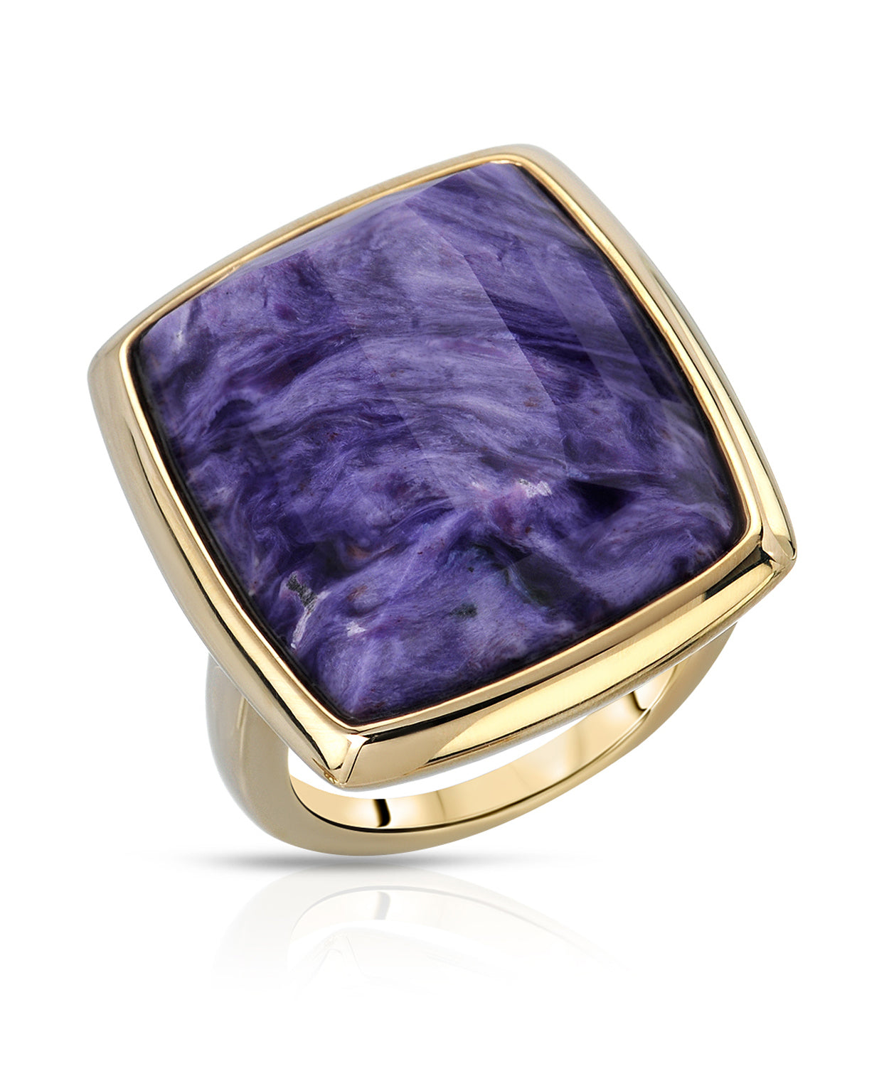 20.50 ctw Natural Purple Charoite 14k Gold Electoform Cocktail Ring View 1