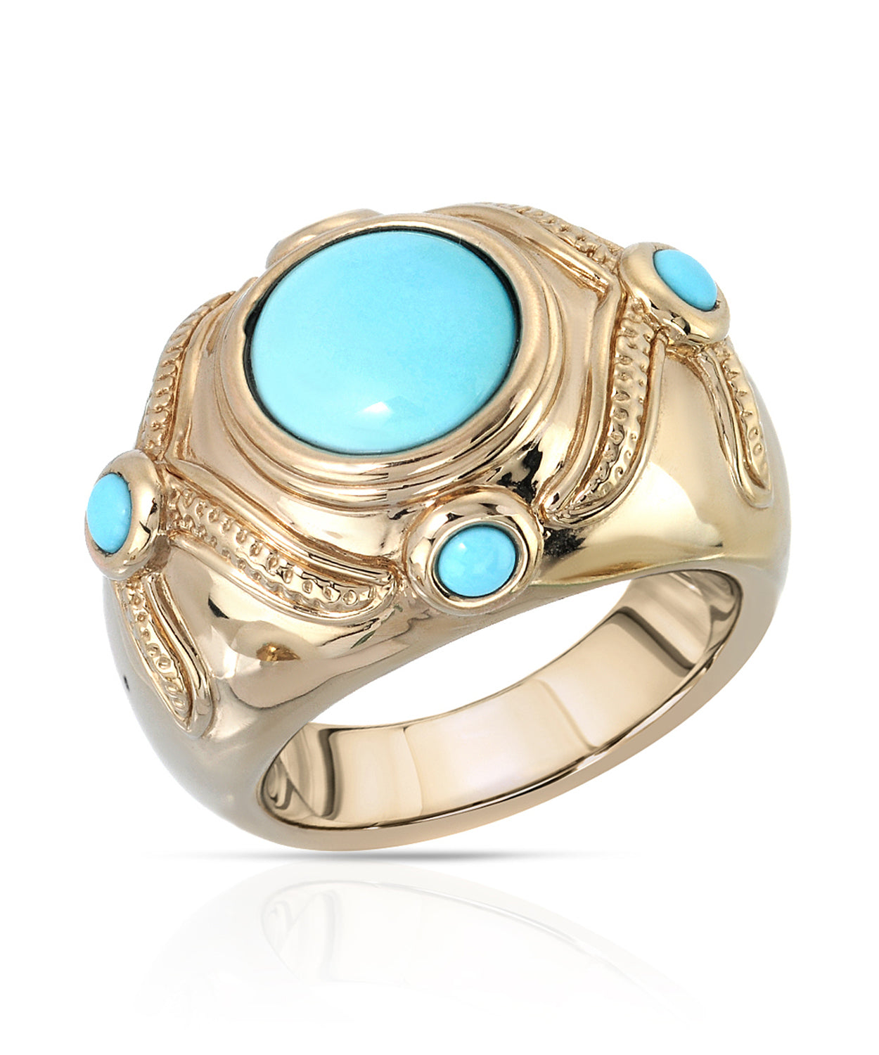 2.35 ctw Natural Turquoise 14k Gold Electoform Victorian Style Ring View 1