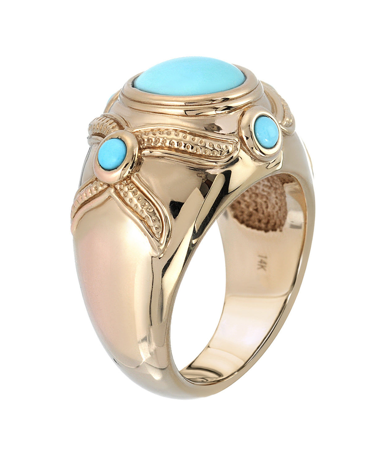 2.35 ctw Natural Turquoise 14k Gold Electoform Victorian Style Ring View 2