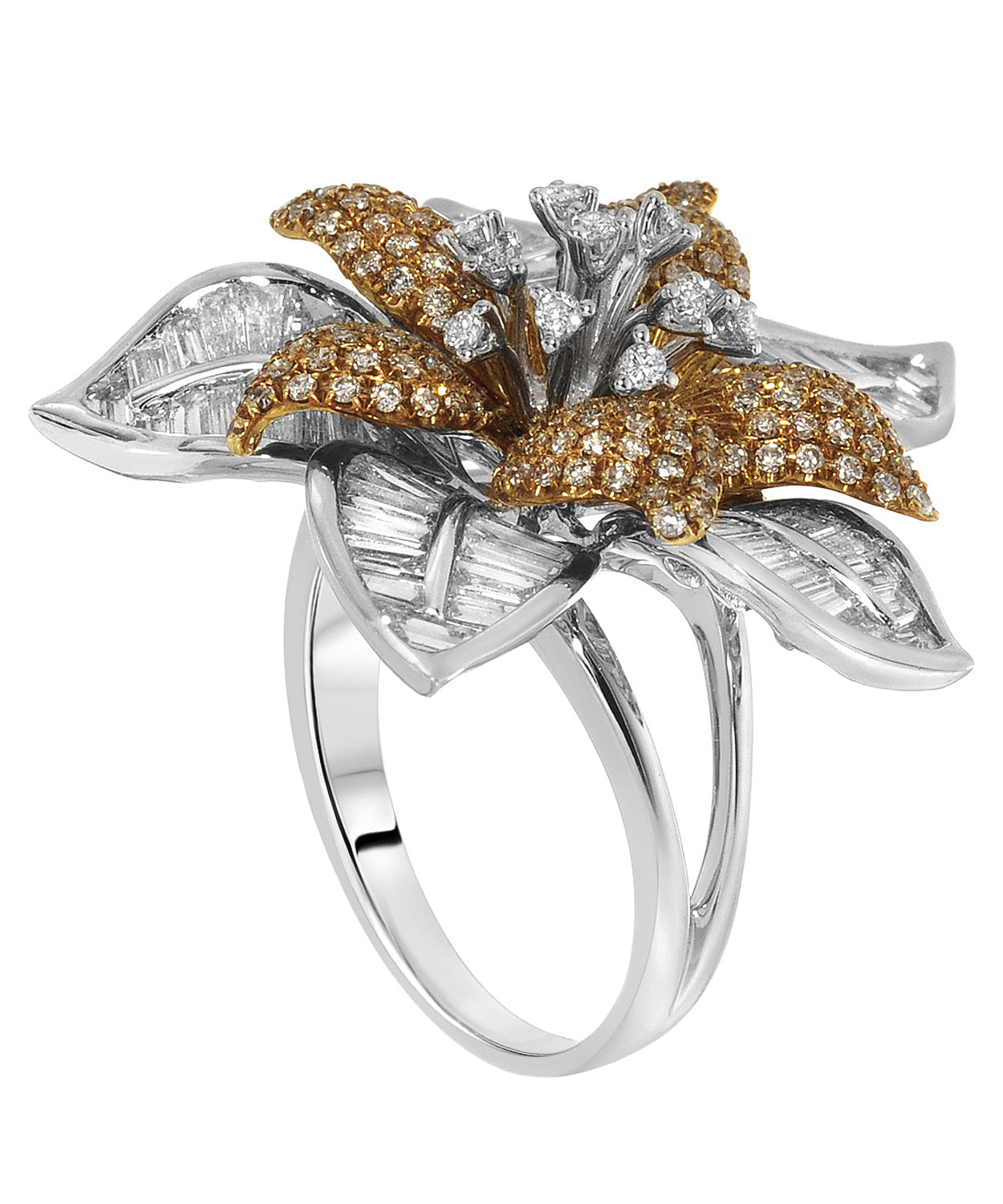 Allure Collection 3.36 ctw Superior Diamond 18k Gold Flower Cocktail Ring View 2