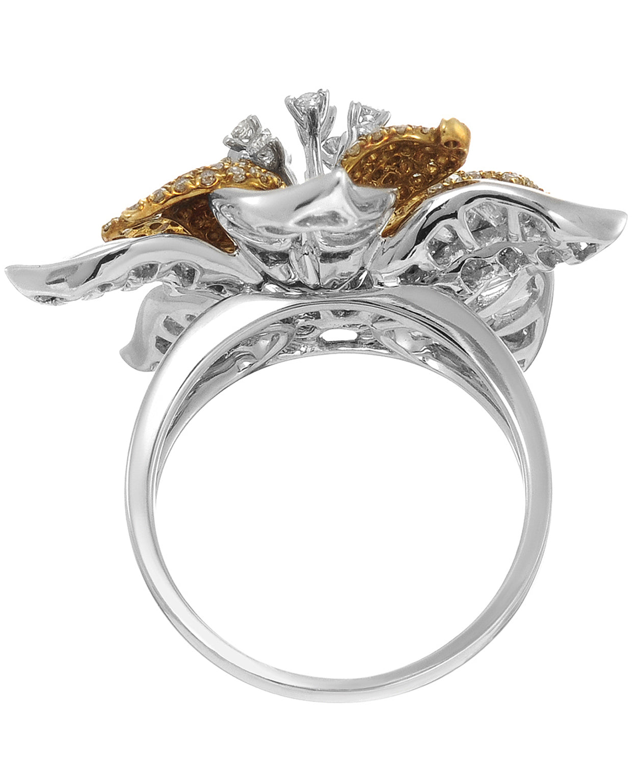 Allure Collection 3.36 ctw Superior Diamond 18k Gold Flower Cocktail Ring View 3
