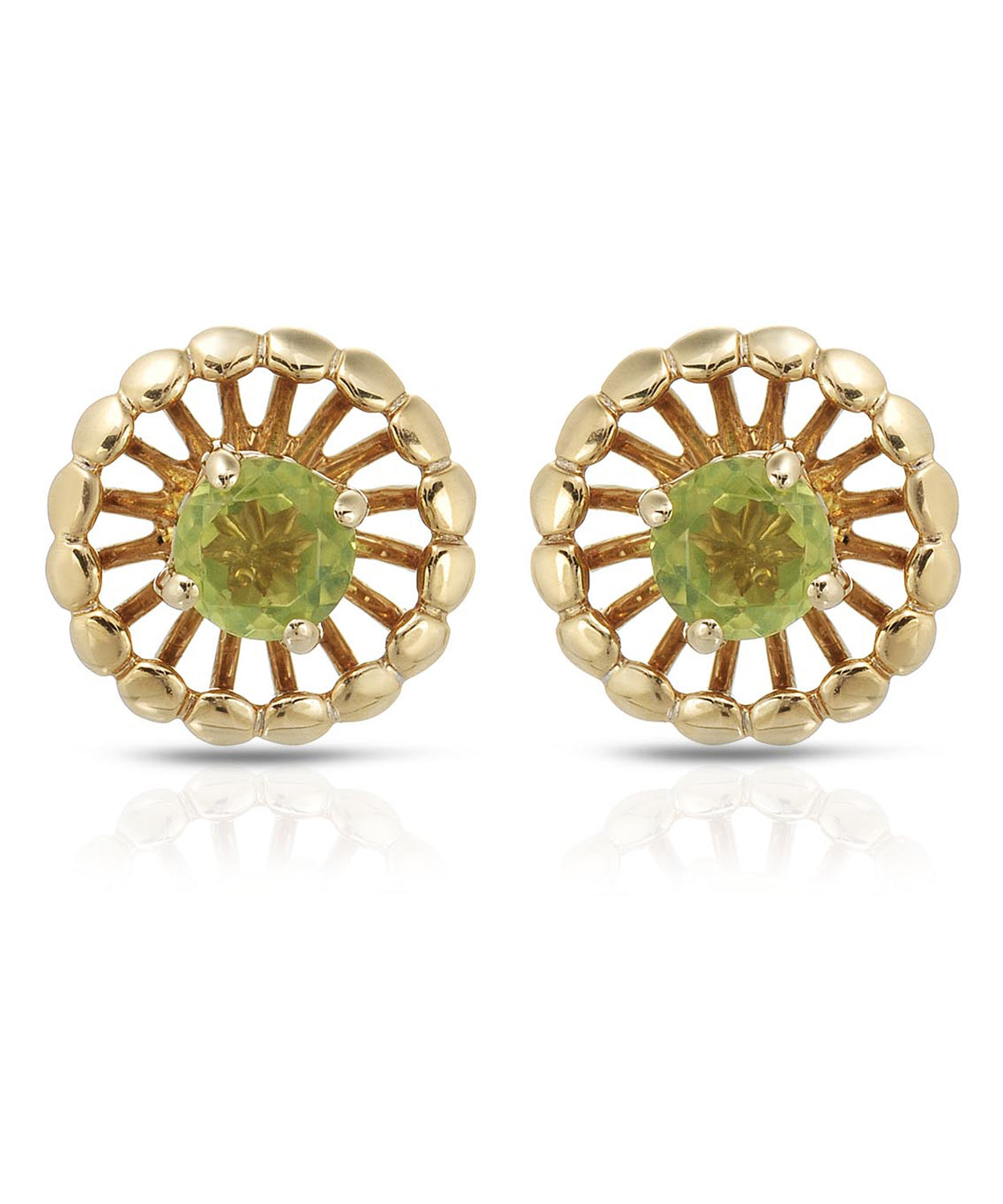 0.56 ctw Natural Lime Peridot 14k Yellow Gold Stud Earrings View 1