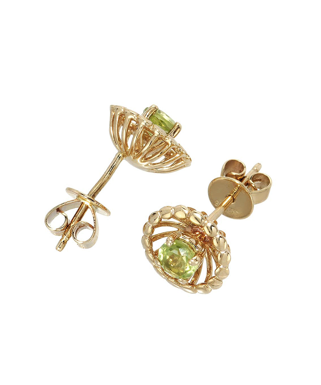 0.56 ctw Natural Lime Peridot 14k Yellow Gold Stud Earrings View 2