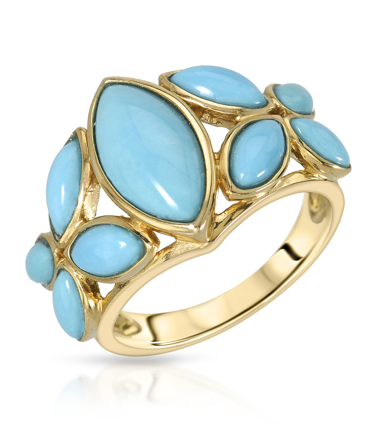 4.42 ctw Natural Turquoise 14k Gold Marquise Right Hand Ring View 1