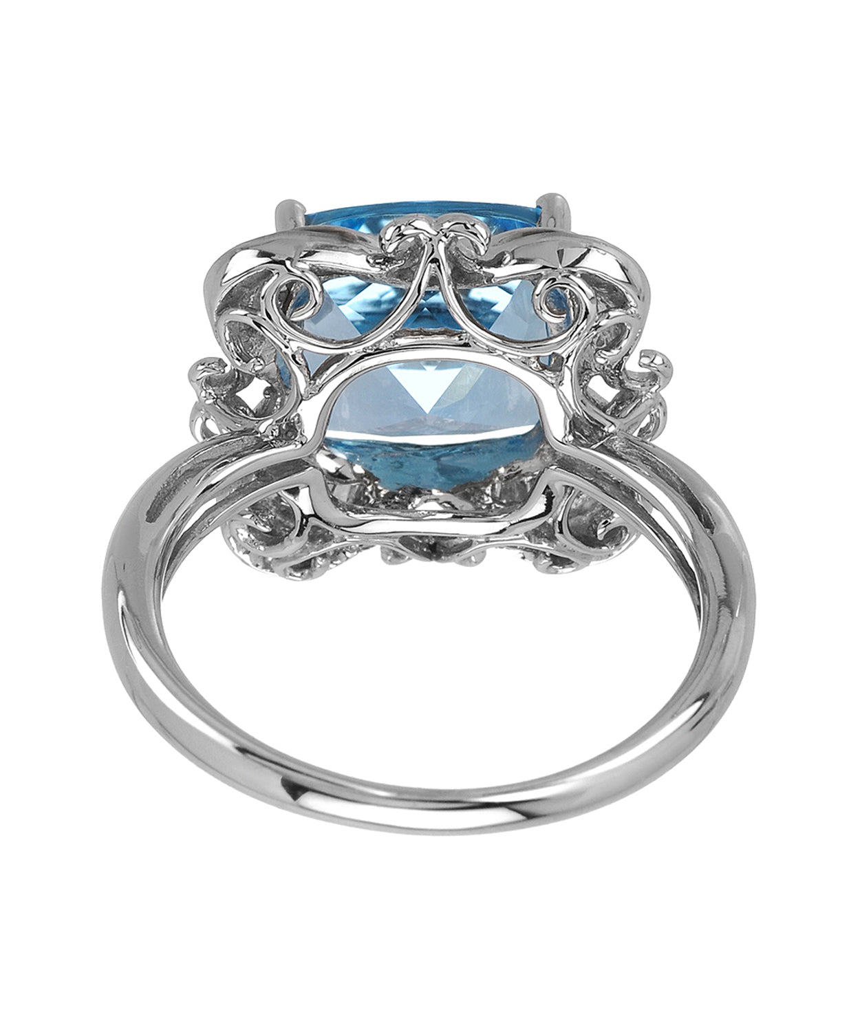 5.52 ctw Natural Sky Blue Topaz and Diamond 14k Gold Victorian Style Ring View 3