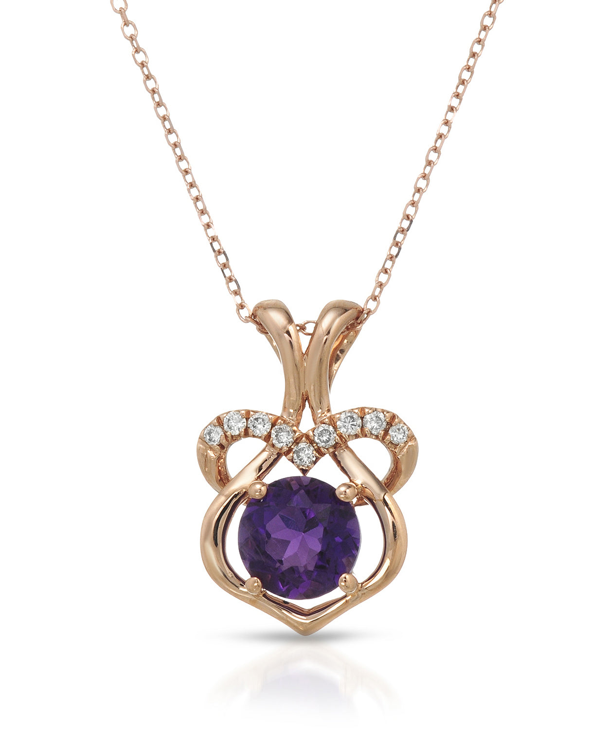 0.85 ctw Natural Amethyst and Diamond 14k Gold Pendant With Chain View 1