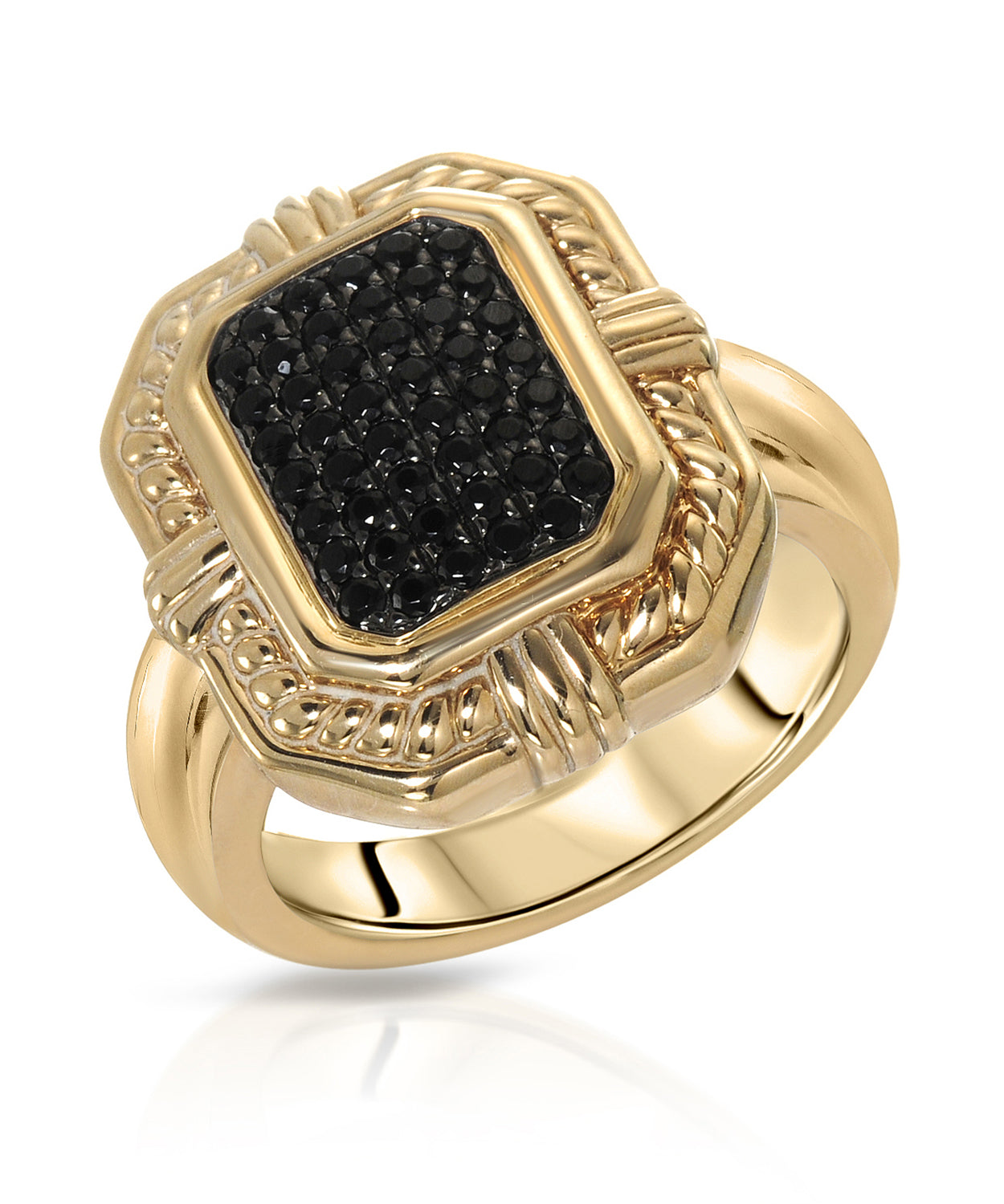 0.72 ctw Natural Black Spinel 14k Gold Electoform Rectangle Right Hand Ring View 1