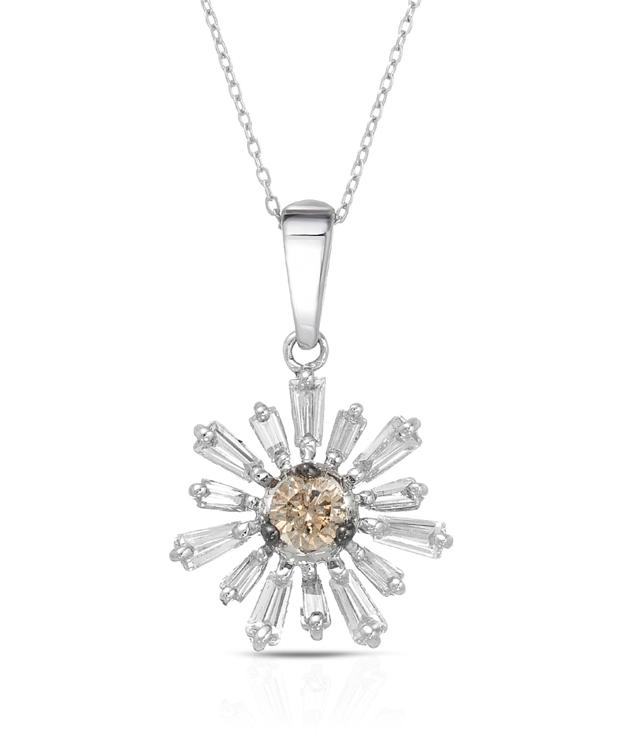 0.46 ctw Champagne and White Diamond 14k Gold Snowflake Pendant With Chain View 1