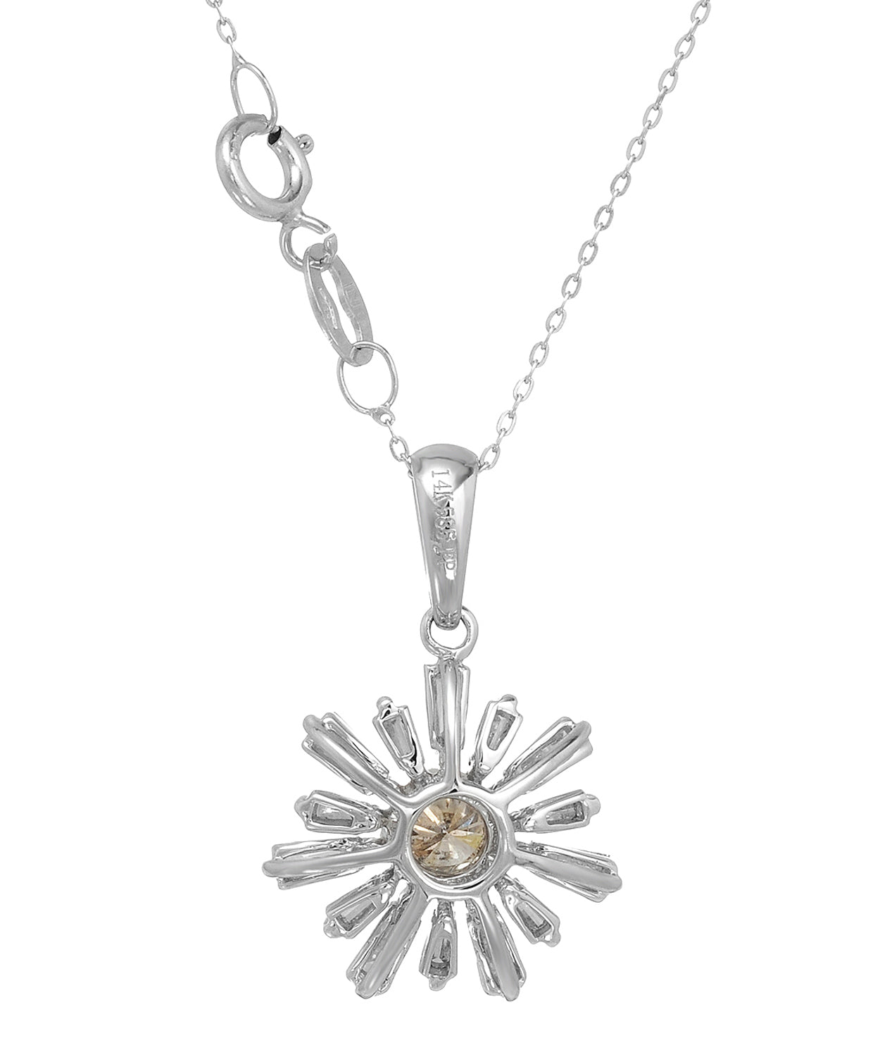 0.46 ctw Champagne and White Diamond 14k Gold Snowflake Pendant With Chain View 2