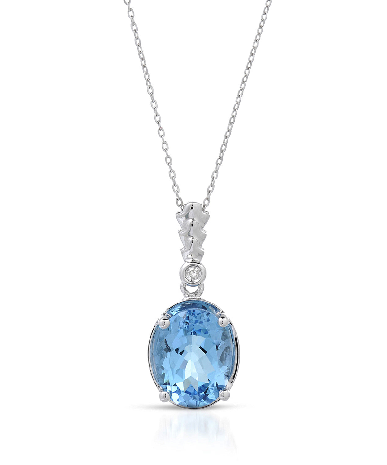 2.19 ctw Natural Sky Blue Topaz and Diamond 14k Gold Classic Pendant With Chain View 1