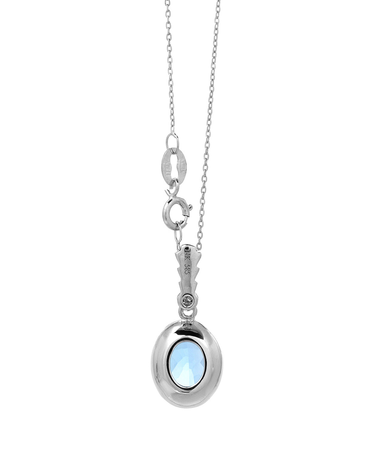 2.19 ctw Natural Sky Blue Topaz and Diamond 14k Gold Classic Pendant With Chain View 2