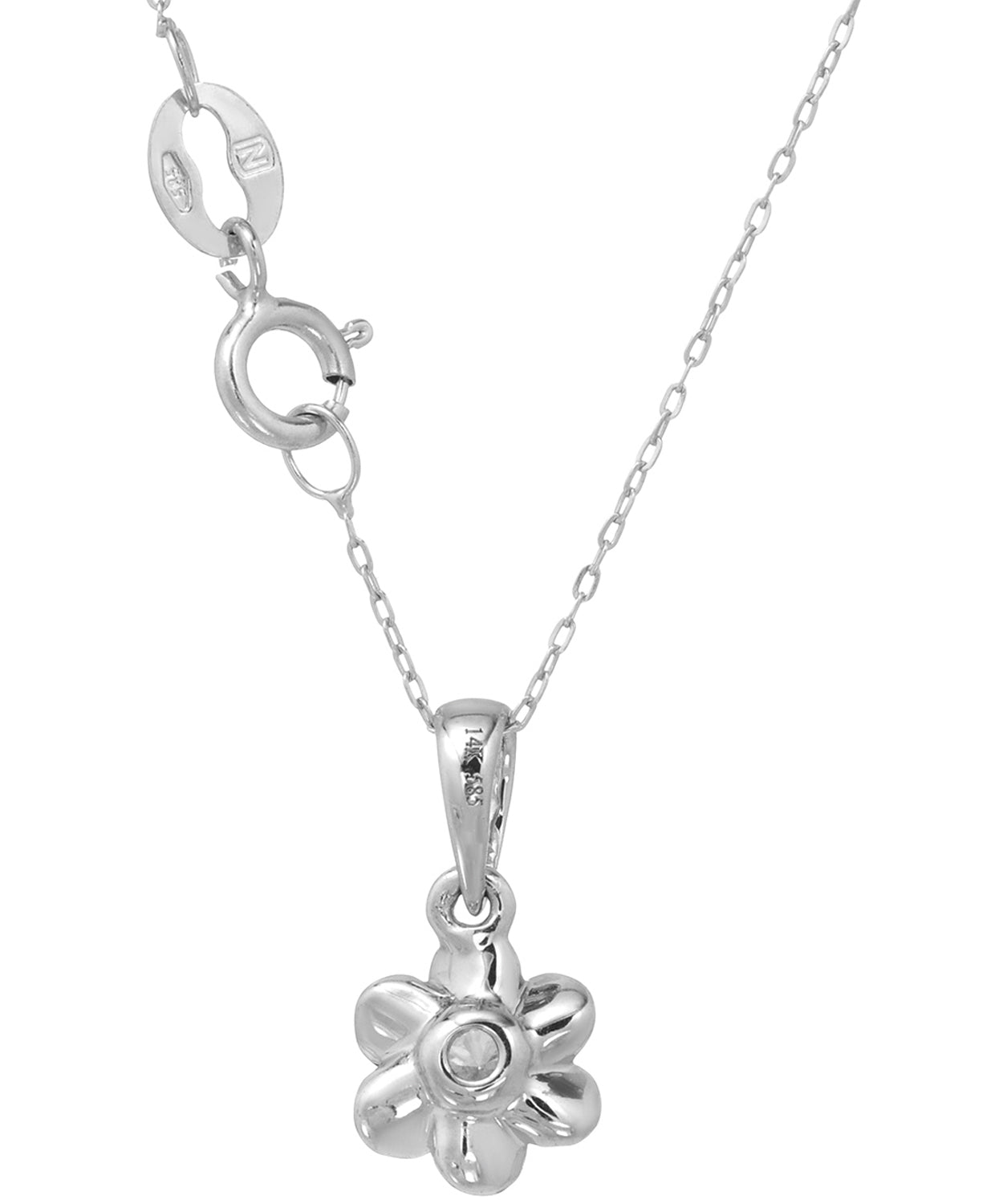 Superior Diamond 14k White Gold Flower Pendant With Chain View 2
