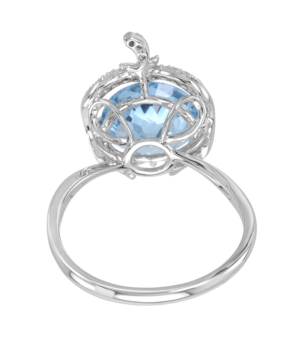 3.38 ctw Natural Sky Blue Topaz and Diamond 14k White Gold Apple Right Hand Ring View 2