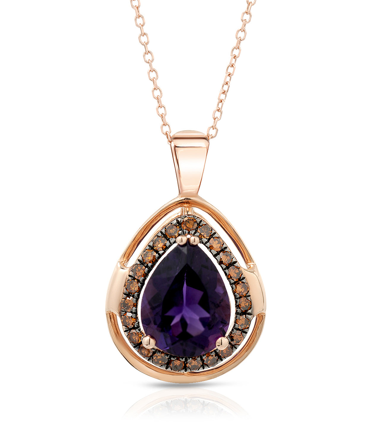1.83 ctw Natural Amethyst and Fancy Red Diamond 14k Gold Pendant With Chain View 1
